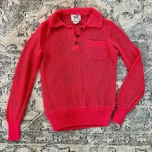 Vintage coral pink knit sweater Retro currents by Jeri-Jo New York